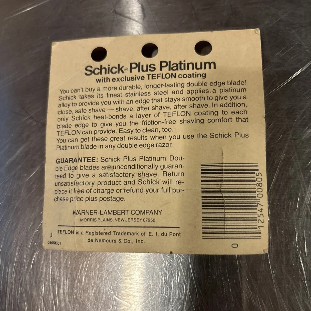 Vintage Schick Plus Platinum Razor Blade 5 Blades Per Pack